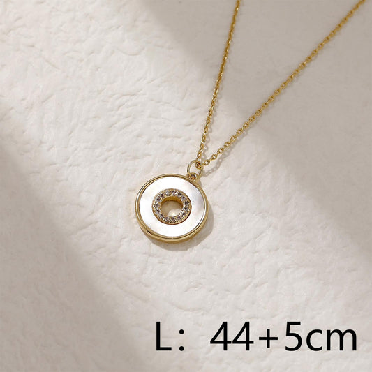 Copper Elegant Lady Inlay Round Rhinestones Pendant Necklace