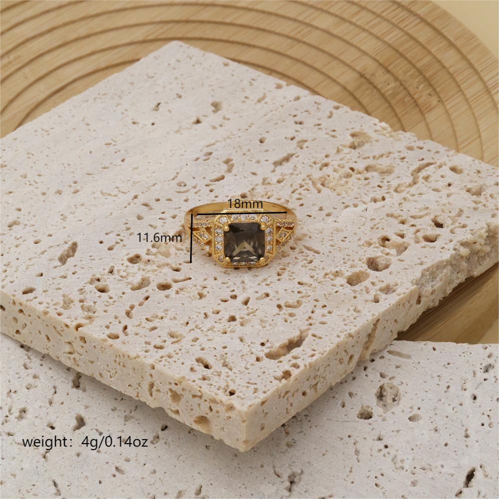 Wholesale Basic Modern Style Classic Style Square Copper Inlay Zircon Rings
