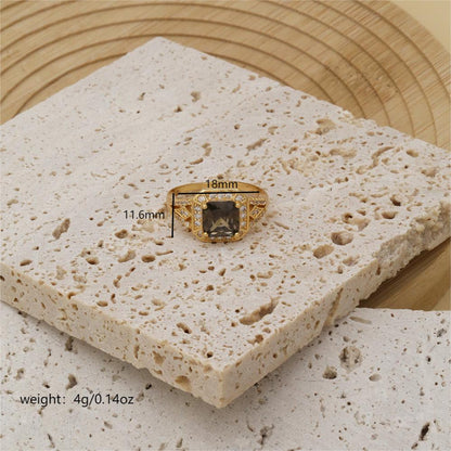 Wholesale Basic Modern Style Classic Style Square Copper Inlay Zircon Rings