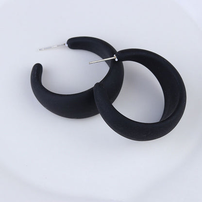 1 Pair IG Style Modern Style C Shape Stoving Varnish Arylic Sterling Silver Hoop Earrings