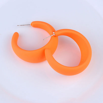 1 Pair IG Style Modern Style C Shape Stoving Varnish Arylic Sterling Silver Hoop Earrings