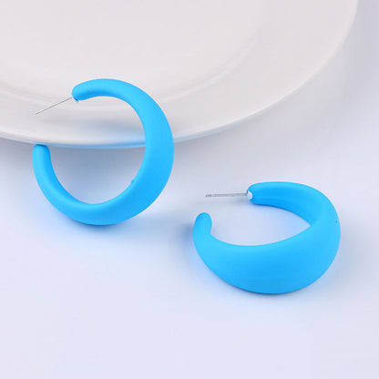 1 Pair IG Style Modern Style C Shape Stoving Varnish Arylic Sterling Silver Hoop Earrings