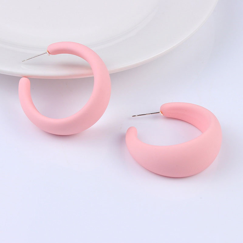 1 Pair IG Style Modern Style C Shape Stoving Varnish Arylic Sterling Silver Hoop Earrings