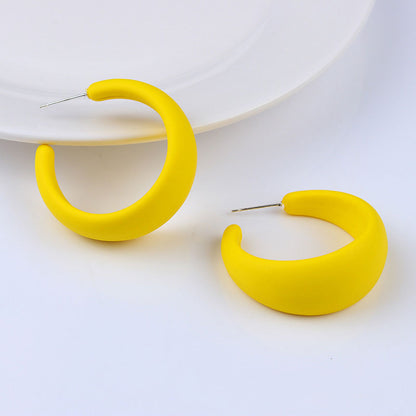 1 Pair IG Style Modern Style C Shape Stoving Varnish Arylic Sterling Silver Hoop Earrings