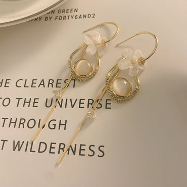 1 Pair Elegant Romantic Flower Plating Inlay Copper Zircon 14K Gold Plated Drop Earrings