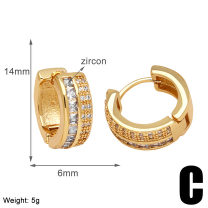 1 Pair Casual Simple Style Cross Water Droplets Heart Shape Inlay Copper Pearl Zircon 18K Gold Plated Ear Studs