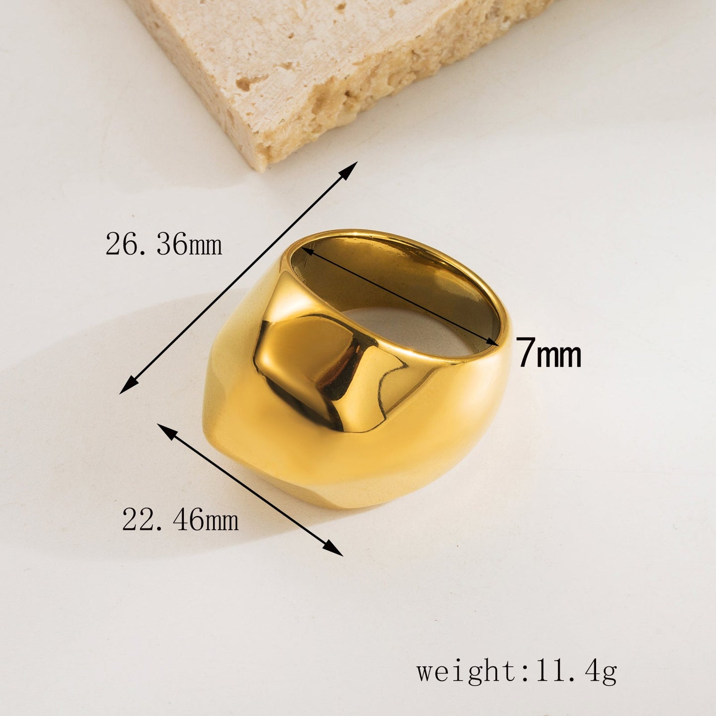 Stainless Steel 18K Gold Plated Casual Simple Style Plating Solid Color Rings