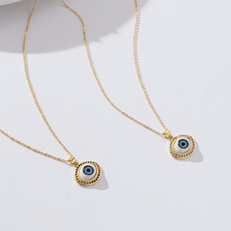 Copper 18K Gold Plated Casual Simple Style Inlay Eye Bee Zircon Pendant Necklace