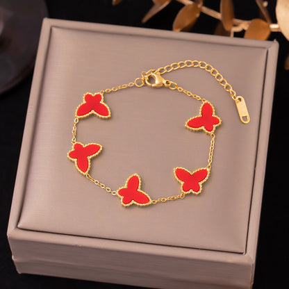 Stainless Steel Gold Plated Simple Style Classic Style Butterfly Plating Bracelets