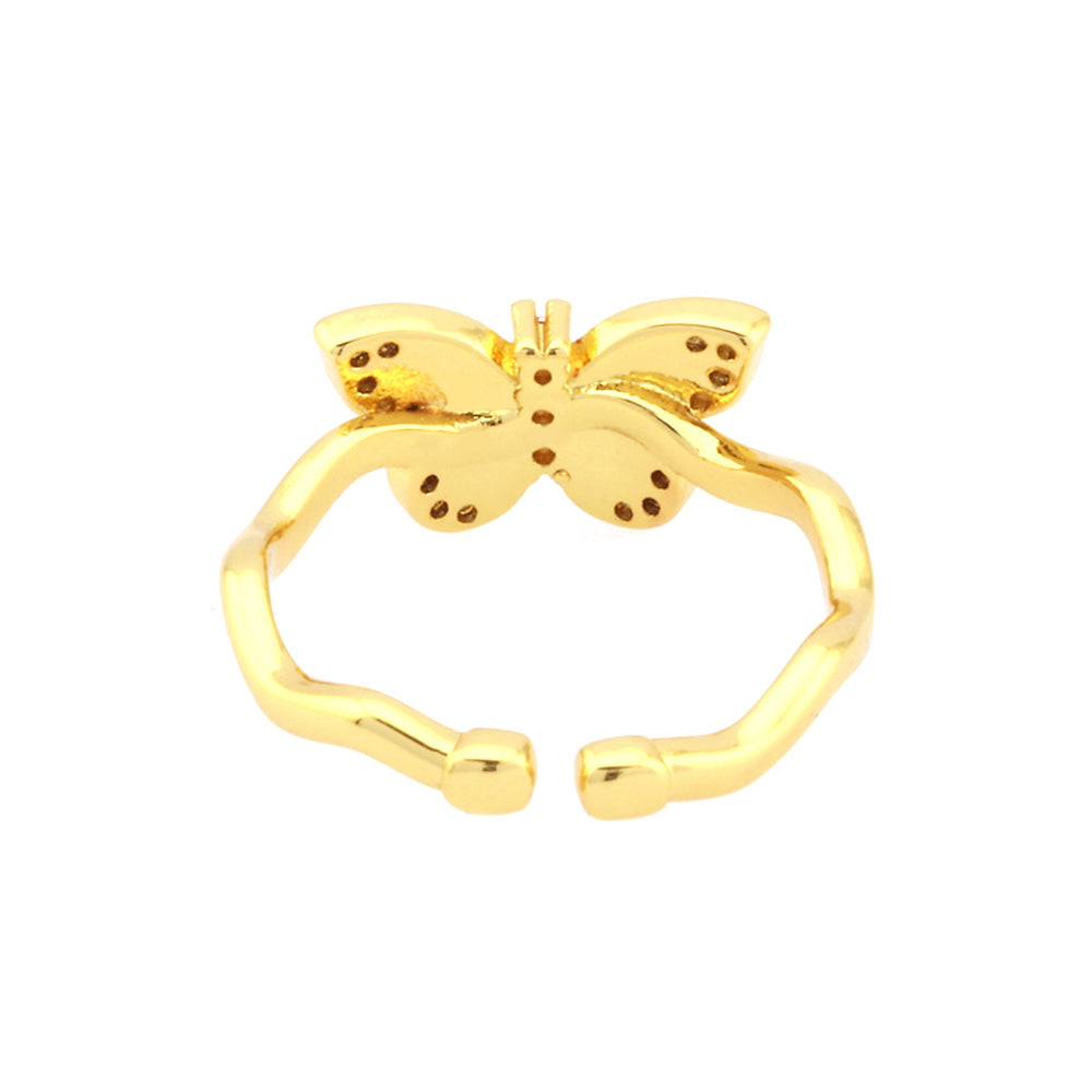 Retro Simple Style Clouds Sun Butterfly Copper Plating Inlay Zircon 18k Gold Plated Open Rings