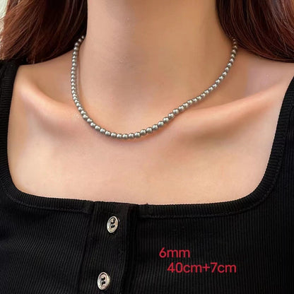 Elegant Simple Style Round Imitation Pearl Alloy Beaded Plating Women's Necklace