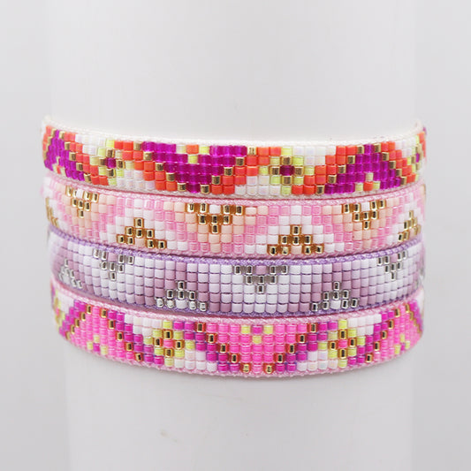 Casual Simple Style Triangle Polyester Glass Knitting Women's Bracelets