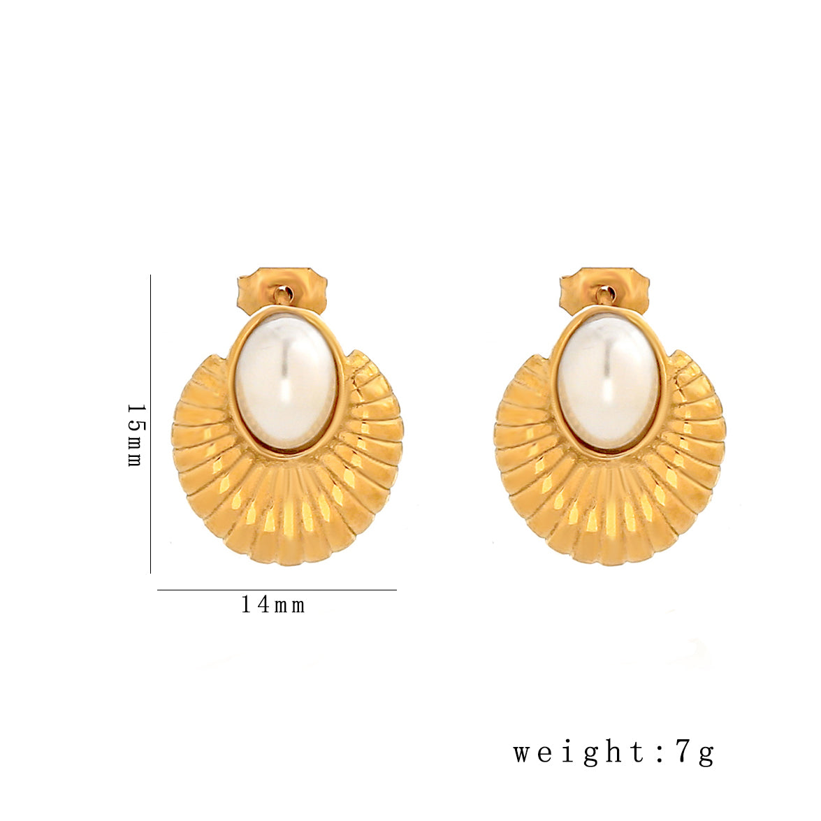 1 Pair Simple Style Classic Style Oval Plating Inlay 304 Stainless Steel Pearl 18K Gold Plated Ear Studs