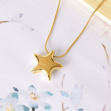 Titanium Steel Gold Plated Simple Style Plating Star Pendant Necklace