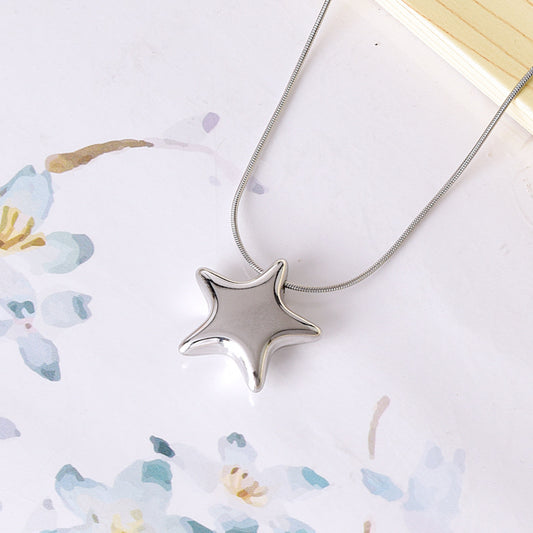 Titanium Steel Gold Plated Simple Style Plating Star Pendant Necklace