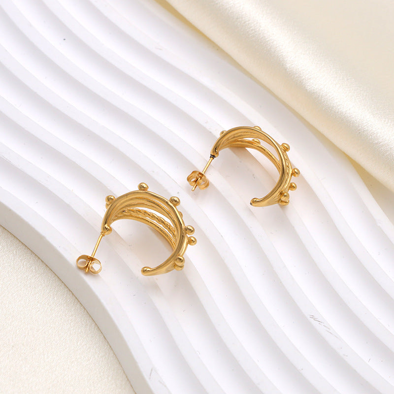 1 Pair IG Style Basic Modern Style C Shape Ferroalloy Ear Studs