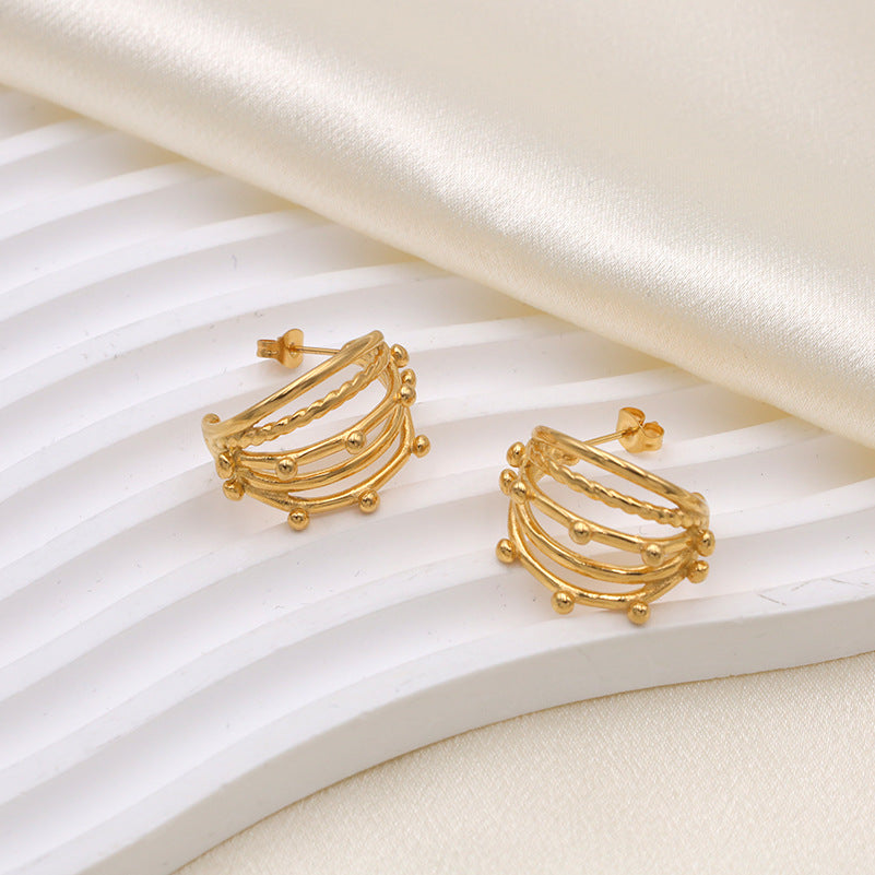 1 Pair IG Style Basic Modern Style C Shape Ferroalloy Ear Studs