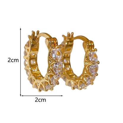 1 Pair IG Style Basic Classic Style Circle Inlay Copper Zircon Hoop Earrings
