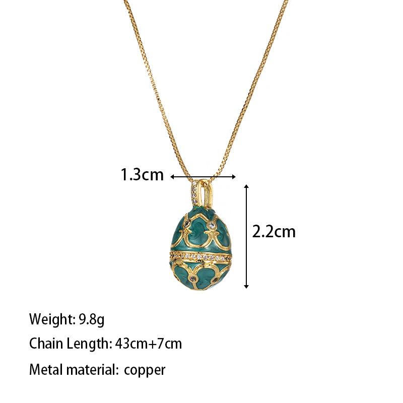 Copper 18K Gold Plated Elegant Cute Romantic Inlay Geometric Zircon Pendant Necklace