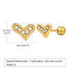 1 Piece Sweet Shiny Star Heart Shape Flower Inlay 201 Stainless Steel Zircon 18K Gold Plated Ear Studs