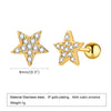 1 Piece Sweet Shiny Star Heart Shape Flower Inlay 201 Stainless Steel Zircon 18K Gold Plated Ear Studs