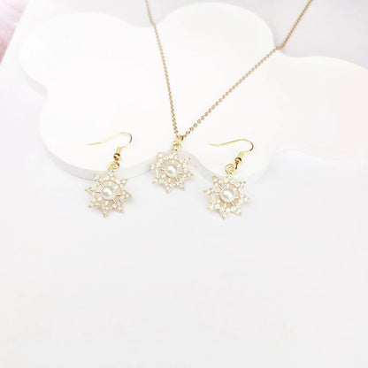 Glam Simple Style Snowflake Alloy Inlay Zircon Women's Jewelry Set