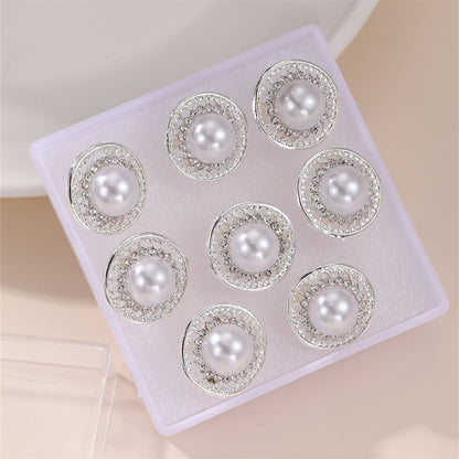 1 Set IG Style Lady Modern Style Round Inlay Artificial Pearl Alloy Artificial Pearls Ear Studs