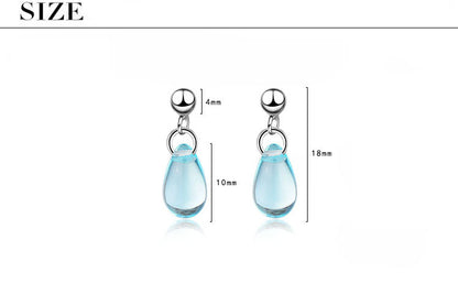 1 Pair Sweet Simple Style Water Droplets Glass Copper White Gold Plated Drop Earrings