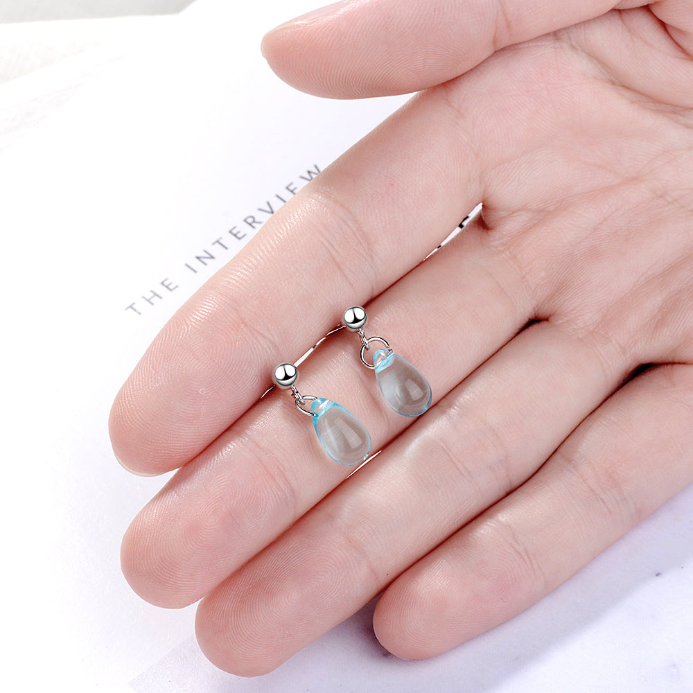 1 Pair Sweet Simple Style Water Droplets Glass Copper White Gold Plated Drop Earrings
