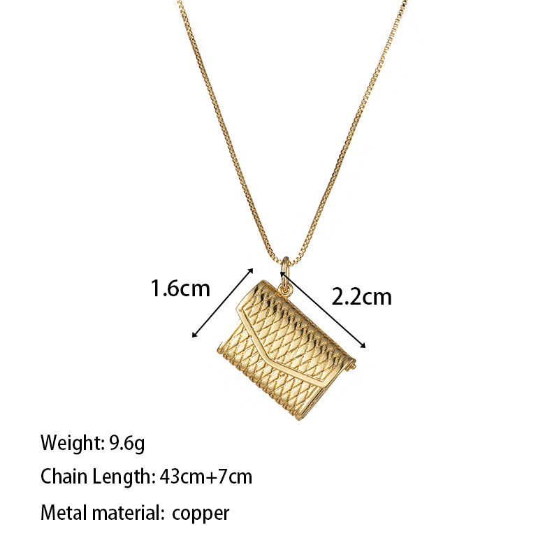 Copper Casual Elegant Cute Plating Bag Pendant Necklace