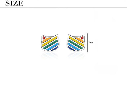 1 Pair Cute Cat Epoxy Stoving Varnish Copper Ear Studs