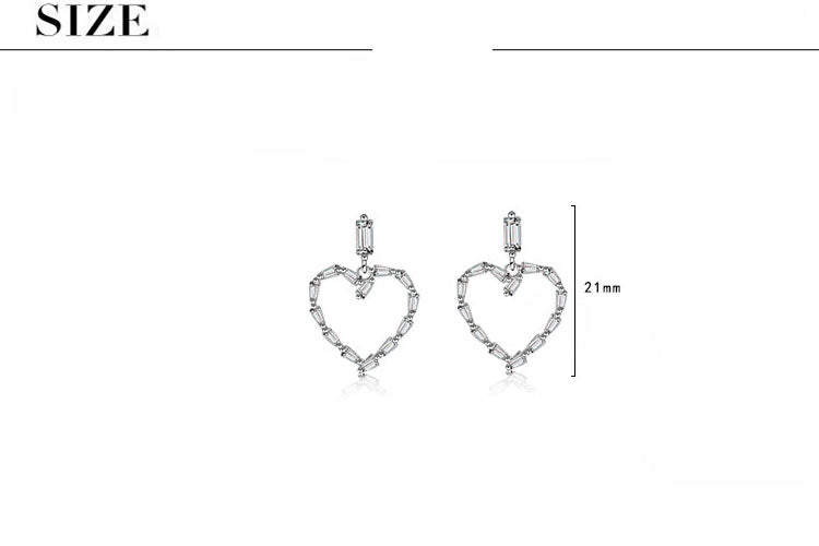 1 Pair Sweet Simple Style Heart Shape Hollow Out Inlay Copper Zircon Drop Earrings