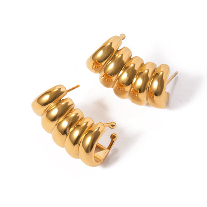 1 Pair IG Style Simple Style Solid Color Hollow Out 316 Stainless Steel  18K Gold Plated Ear Studs