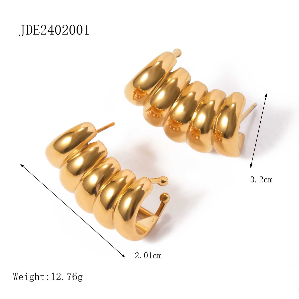 1 Pair IG Style Simple Style Solid Color Hollow Out 316 Stainless Steel  18K Gold Plated Ear Studs