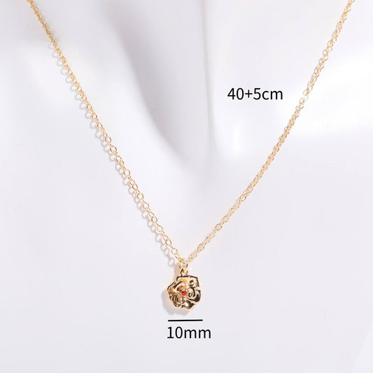 Copper Gold Plated Retro Plating Inlay Solid Color Zircon Pendant Necklace