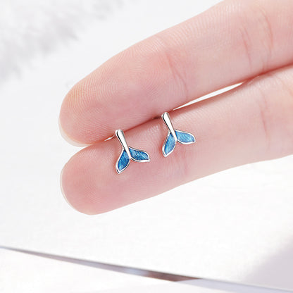 1 Pair Simple Style Fish Tail Epoxy Copper White Gold Plated Ear Studs