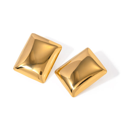 1 Pair IG Style Rectangle 304 Stainless Steel 18K Gold Plated Ear Studs