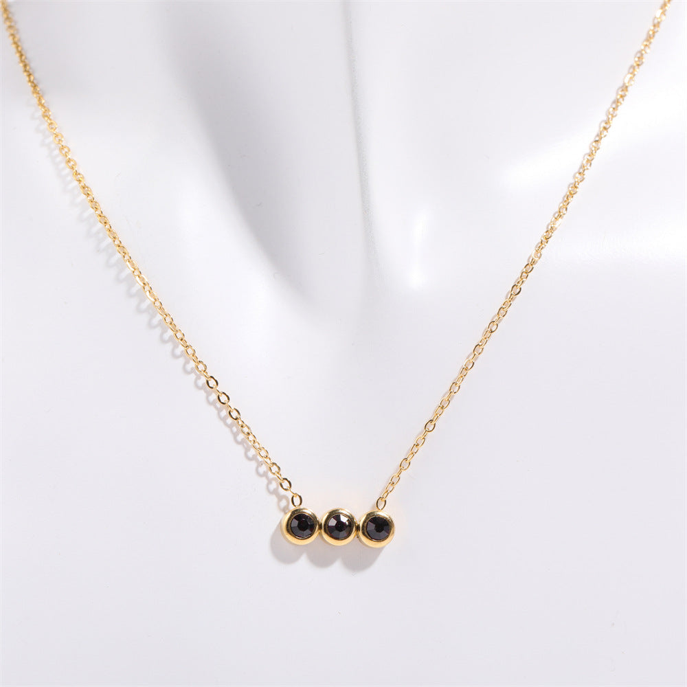 304 Stainless Steel Ferroalloy Gold Plated Retro Inlay Solid Color Zircon Pendant Necklace