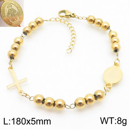 Stainless Steel 18K Gold Plated Basic Streetwear Cross Bracelets