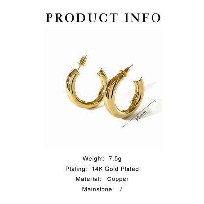1 Pair Simple Style Artistic C Shape Copper 14K Gold Plated Ear Studs
