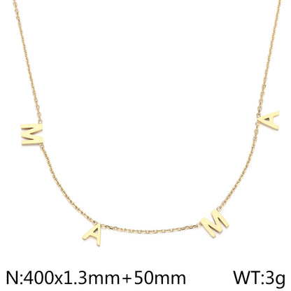 Mama Simple Style Solid Color Stainless Steel Plating 18k Gold Plated Necklace