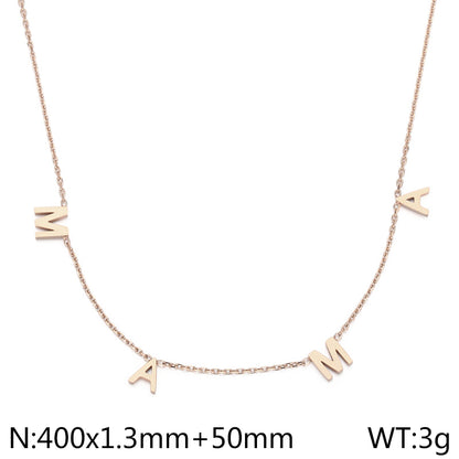 Mama Simple Style Solid Color Stainless Steel Plating 18k Gold Plated Necklace