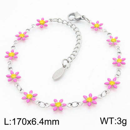 Basic Cross Daisy Stainless Steel Plating Bracelets Necklace