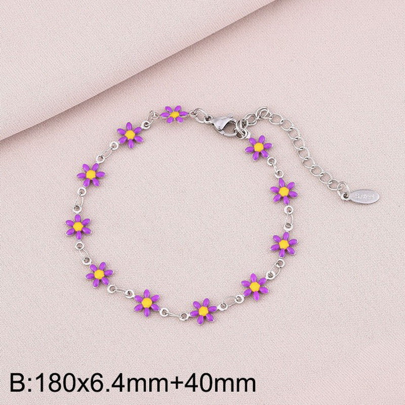 Basic Cross Daisy Stainless Steel Plating Bracelets Necklace