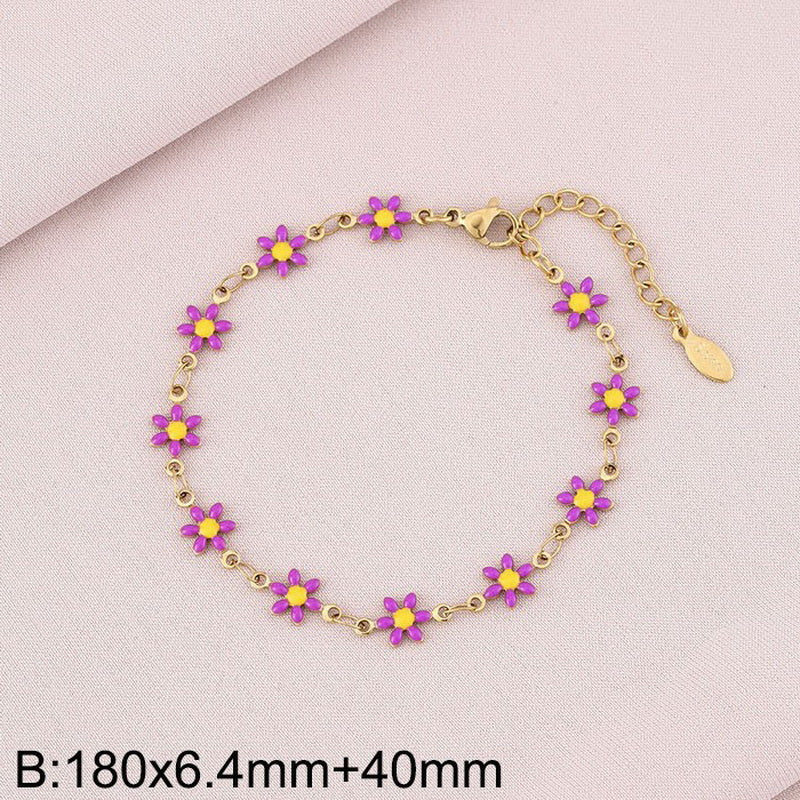 Basic Cross Daisy Stainless Steel Plating Bracelets Necklace