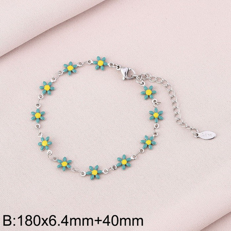 Basic Cross Daisy Stainless Steel Plating Bracelets Necklace