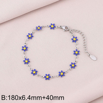 Basic Cross Daisy Stainless Steel Plating Bracelets Necklace