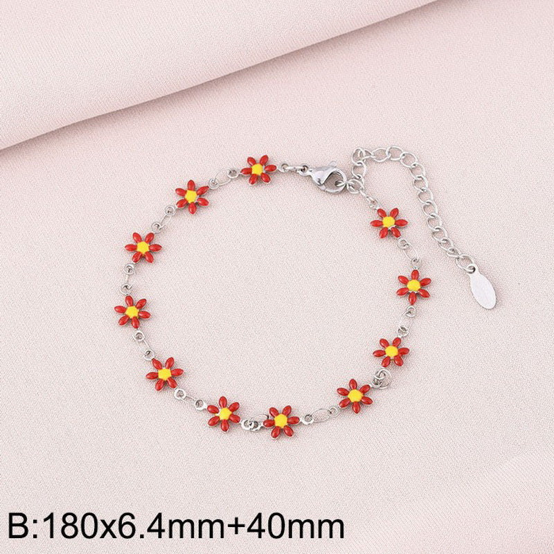 Basic Cross Daisy Stainless Steel Plating Bracelets Necklace