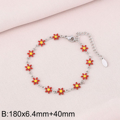 Basic Cross Daisy Stainless Steel Plating Bracelets Necklace