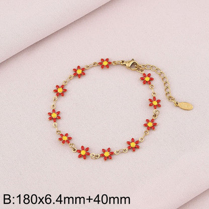 Basic Cross Daisy Stainless Steel Plating Bracelets Necklace